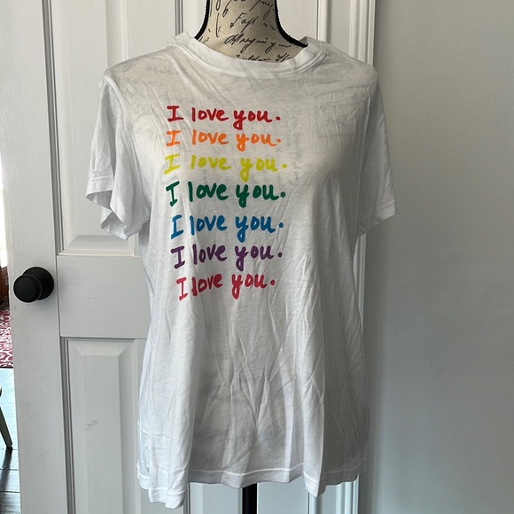 NWT Monrow Rainbow I Love You Shirt - Picture 2 of 5